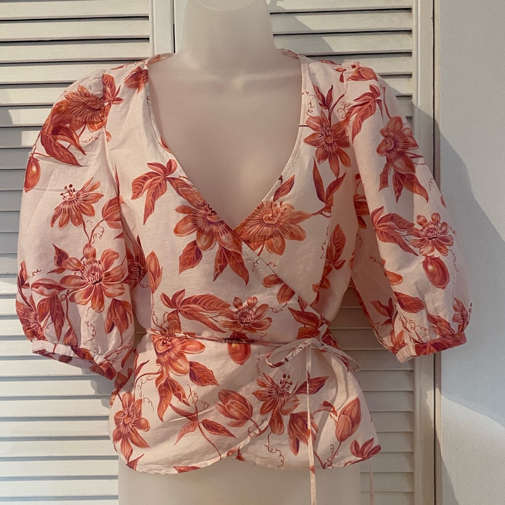 H&M Floral Fruit Wrap Blouse